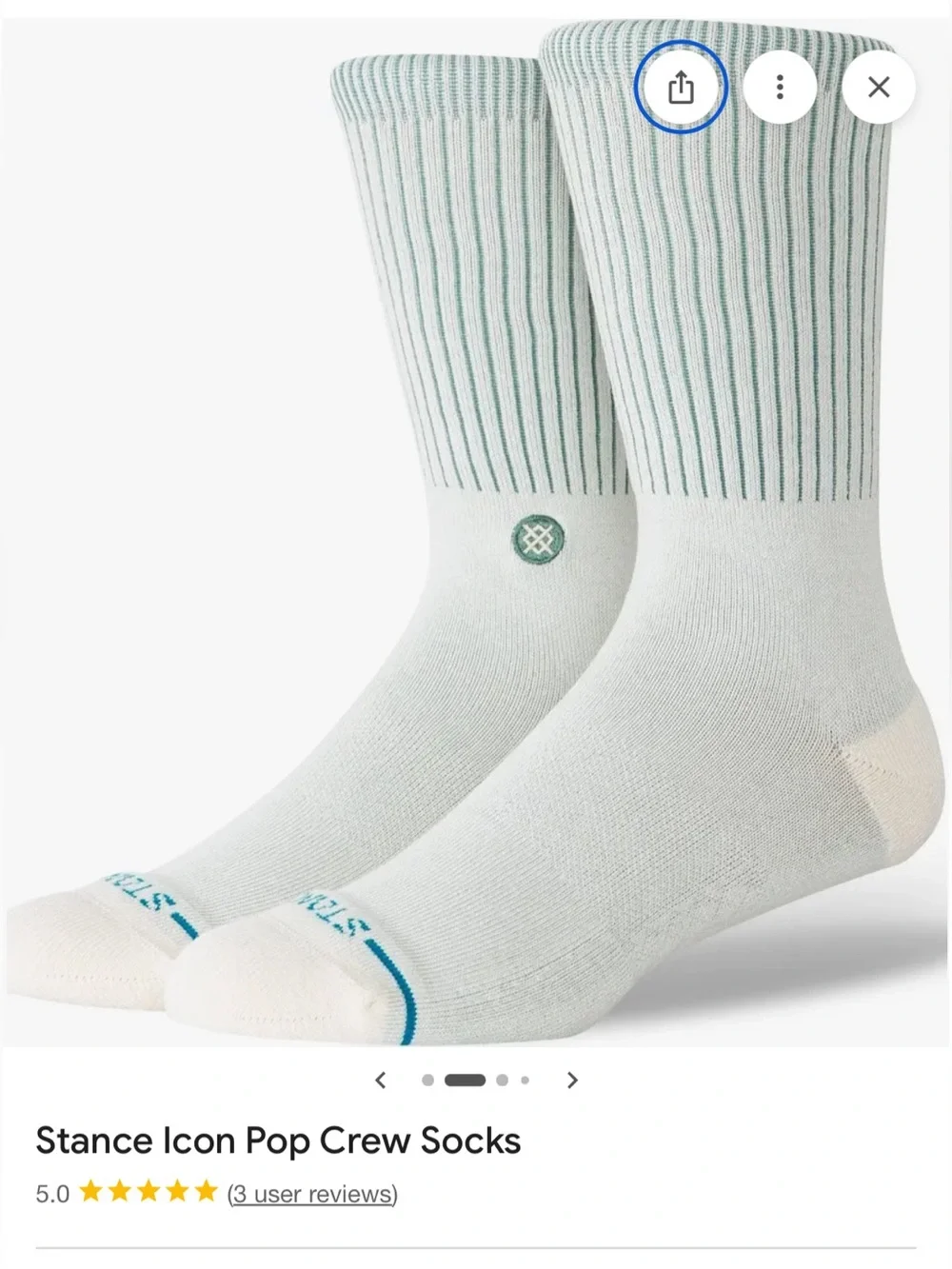 Stance Icon Pop Crew Socks - Mint Stripe/White